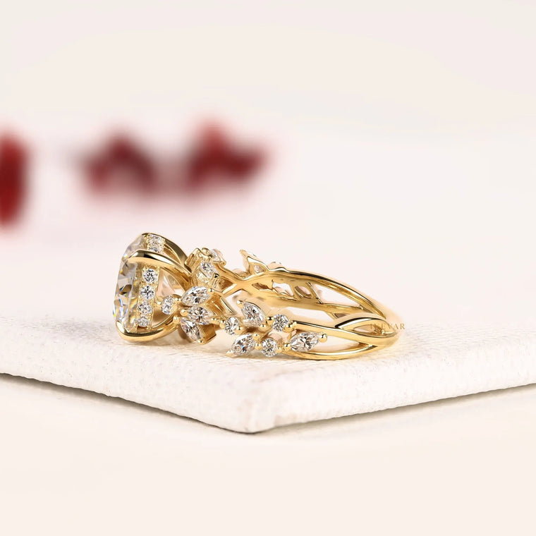 Round Cut Hidden Halo Nature Inspired Lab Diamond Ring - view 2