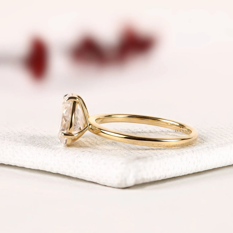 Emerald Cut and Pear Cut Moissanite Toi et Moi Ring - view 2