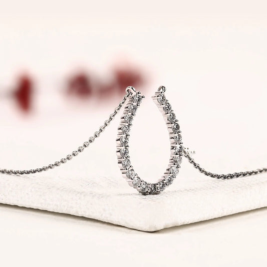 Open Teardrop Round Lab Grown Diamond Pendant Necklace - view 2