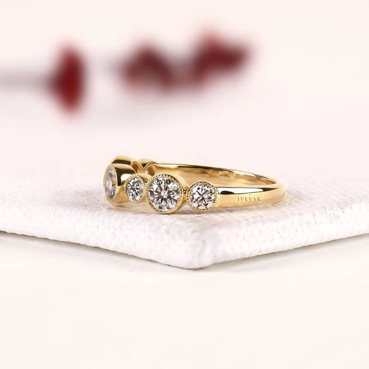 Round Cut Lab Diamond Half Eternity Wedding Stacking Band - view 2