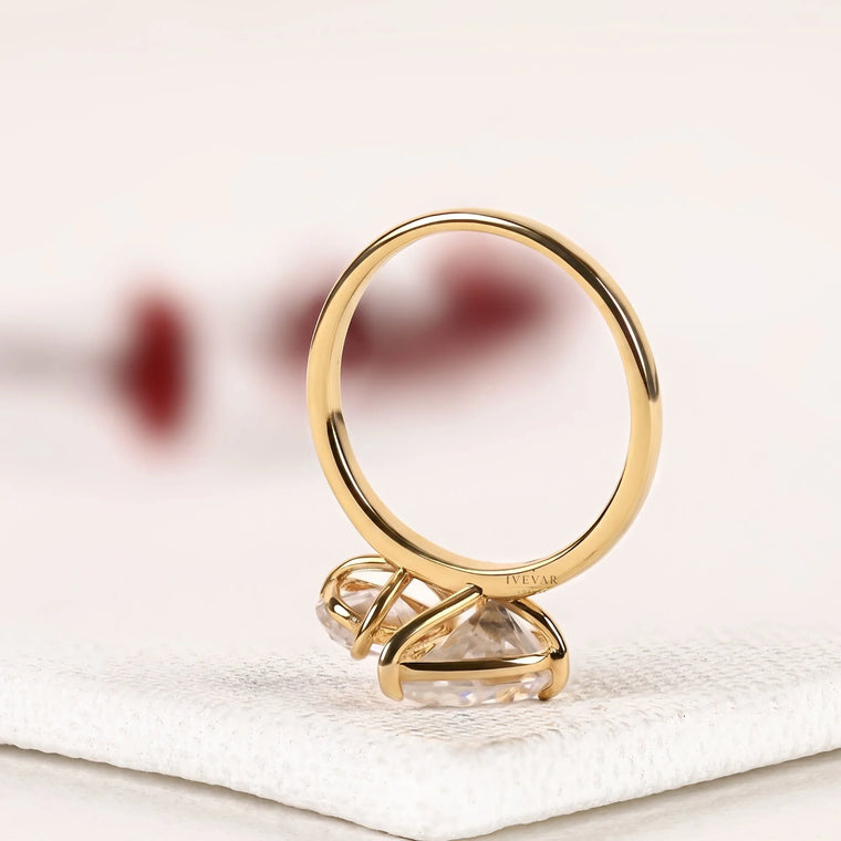 Dual Pear Lab Diamond Toi et Moi Engagement Ring - view 2