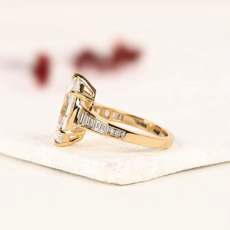 Marquise Cut Ring with Channel Set Tapered Baguettes - view 2