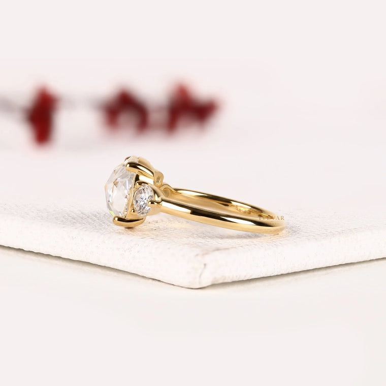 Round Rose Cut Cluster Lab Diamond Engagement Ring - view 2