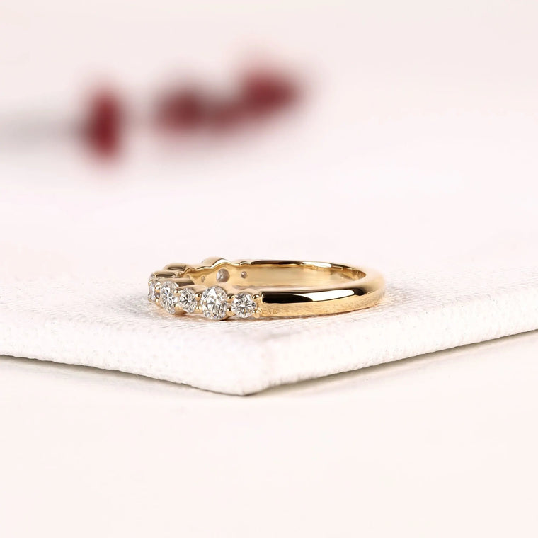 Round Cut Moissanite Half Eternity Stacking Band - view 2