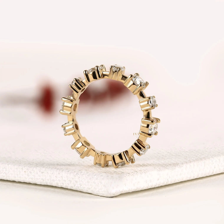 Round with Hexagon Moissanite Full Eternity Band - view 2
