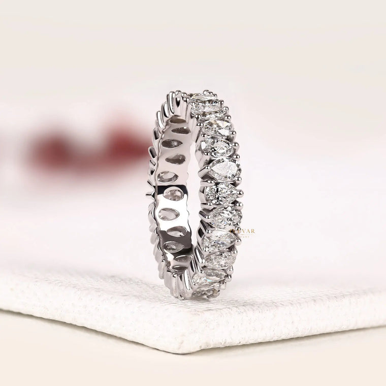 Pear Cut Lab Diamond Full Eternity Band Ring - view 2