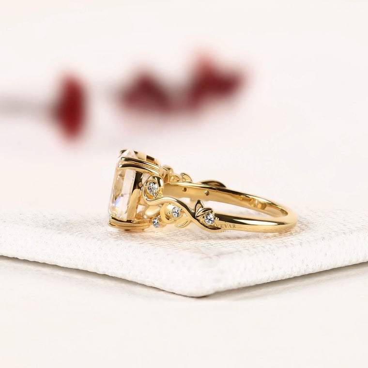 Oval Cut Lab Diamond Nature Inspire Engagement Ring - view 2