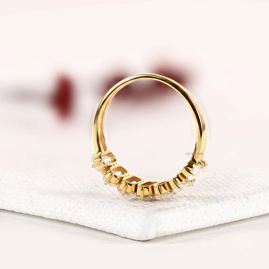 Seven Emerald Lab Diamond Band Ring For Women - view 2