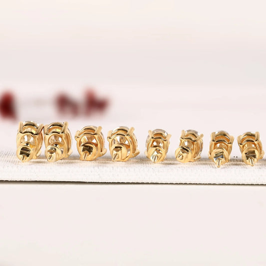 Oval Cut Lab Grown Diamond Solitaire Setting Stud Earring - view 3