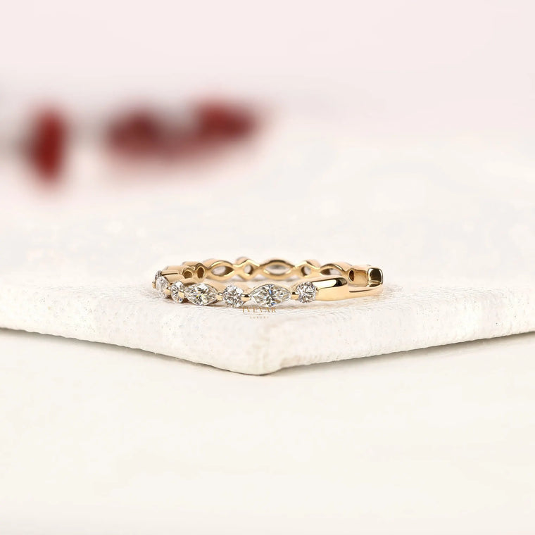 Alternative Round & Marquise Eternity Band Ring - view 2