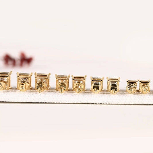 Princess Cut Stud Earrings - view 3