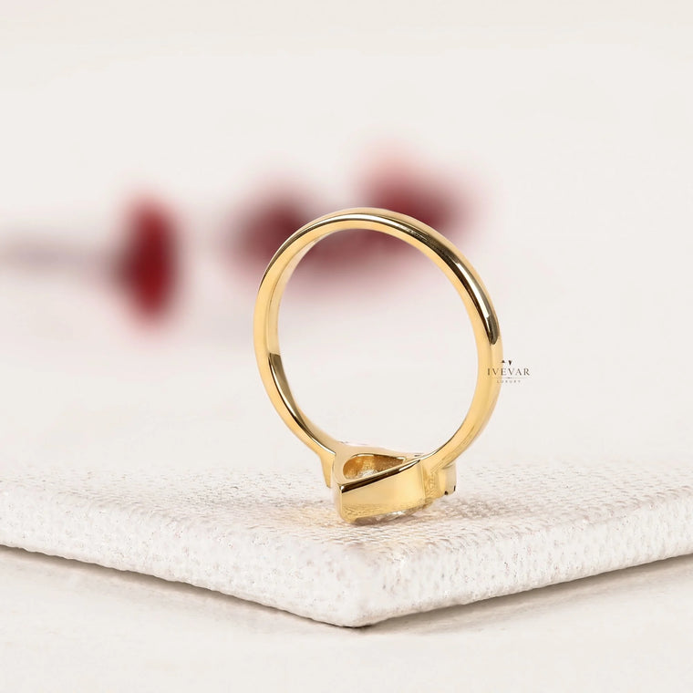 Halo Setting Pear Cut Lab Diamond Engagement Ring - view 2