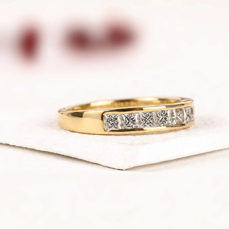 Princess Cut Moissanite Channel Set Half Eternity Band - view 2