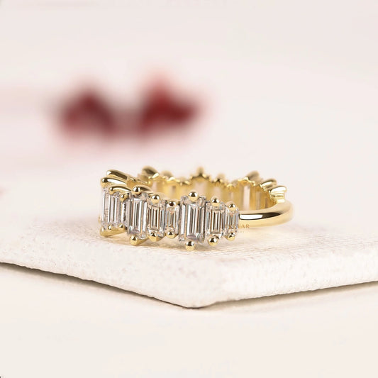 Baguette Cut Lab Diamond Eternity Wedding Stacking Band - view 2