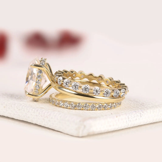 Oval Cut with Two Infinity Bands Lab Grown Bridal Ring Set