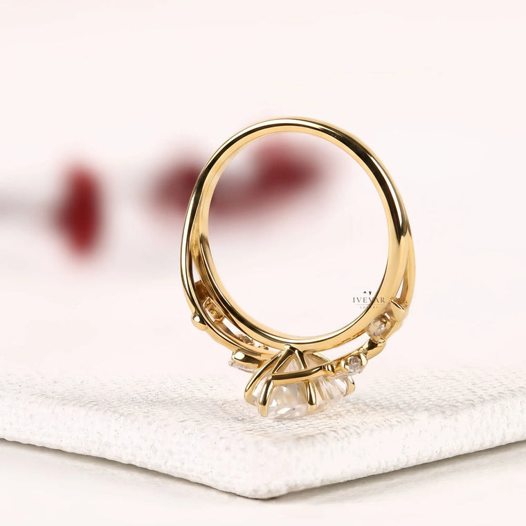 Nature Inspire Pear Cut Lab Diamond Engagement Ring - view 2