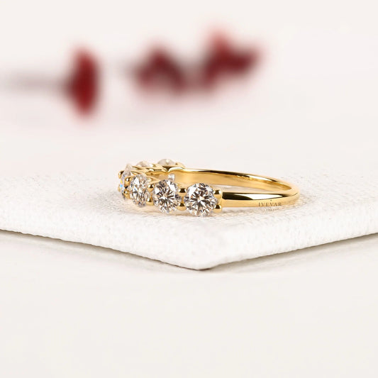Round Cut Lab Diamond Half Eternity Promise Band - view 2