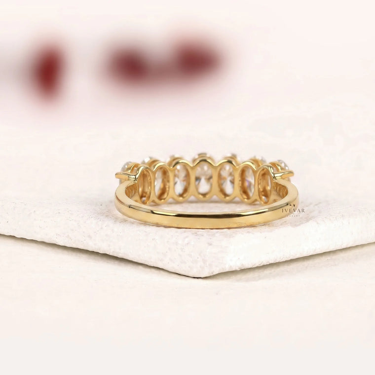 Seven Stone Oval Cut Moissanite Half Eternity Band - view 2