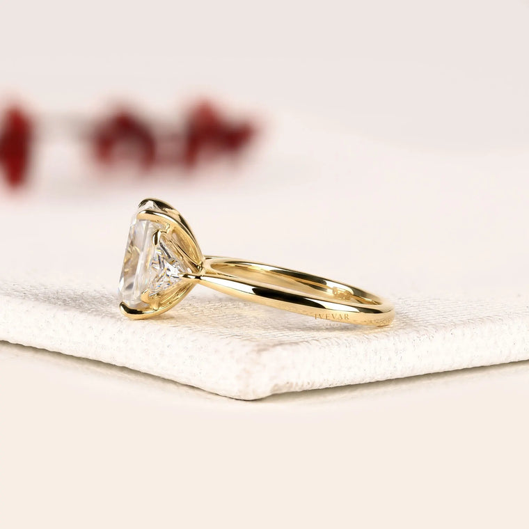 Radiant Cut Moissanite Three Stone Engagement Ring - view 2