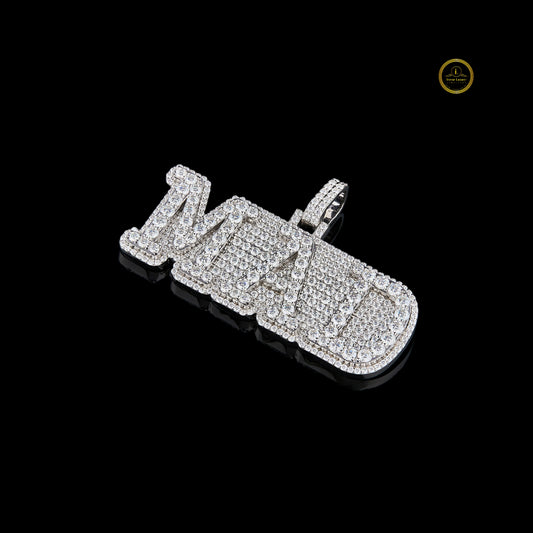 Customized "MAD" Nameplate Pendant With Fully Iced-Out Jewelry - view 2