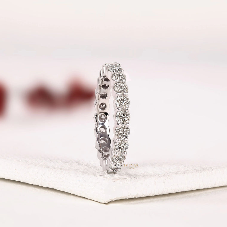 Round Brilliant Full Eternity Wedding Band Ring - view 2