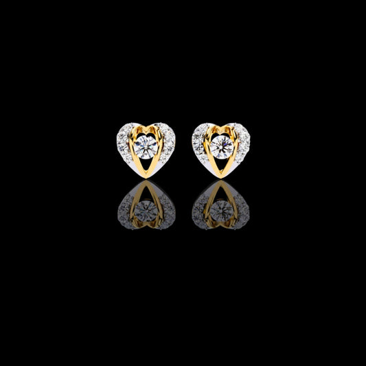 0.48 CT Luxury Heart Shaped Moissanite Stud Earrings with Round Brilliant Center Stone and Pave Accents