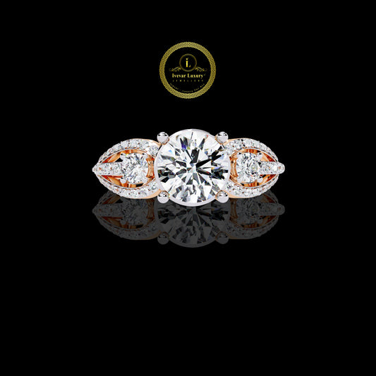 Sparkling Lab Diamond Ring S925 Silver Gold Plated Elegant Jewelry for Her