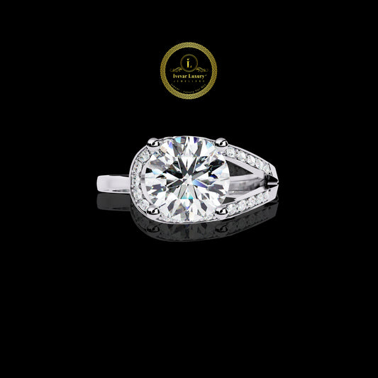 Trendy Lab Grown Diamond Ring for Women Sterling Silver Gold Plated Luxury Gift