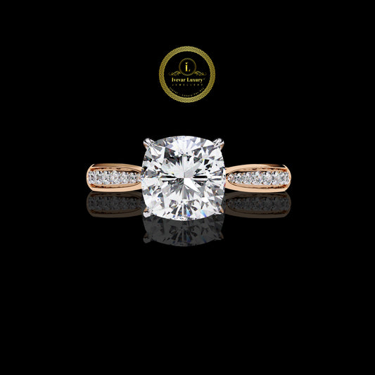 Luxury Round Cut Lab Grown Diamond Ring Silver & Gold Engagement Jewelry