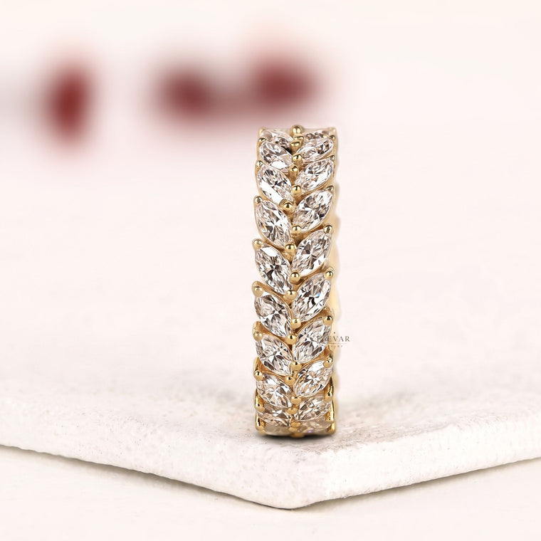 Marquise Cut Moissanite Full Eternity Wedding Band - view 2