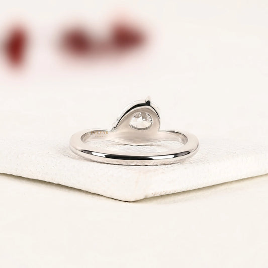 Pear Cut Moissanite Solitaire Engagement Ring - view 2