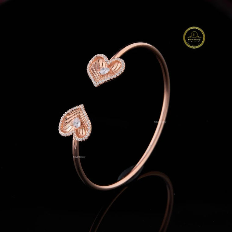 Heart Cut Moissanite Open Cuff Bangle Bracelet - view 2
