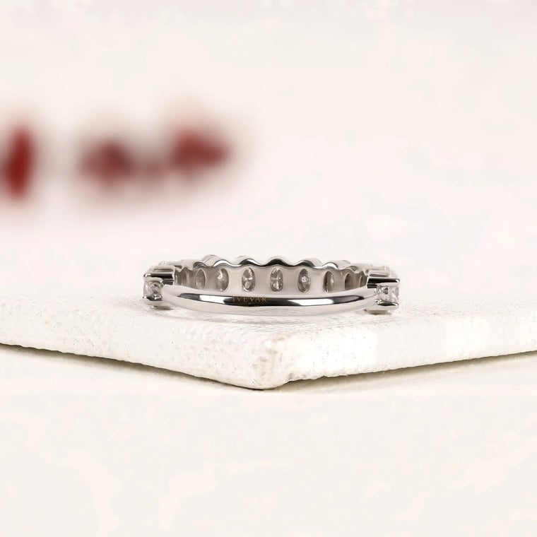 Oval Cut Moissanite Half Eternity Band - view 2