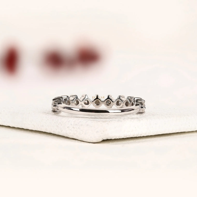 Round Cut Moissanite Half Eternity Band - view 2