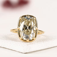 Cushion Cut Solitaire Lab grown Diamond Engagement Ring in Yellow Gold with Classic Seven Prong Setting