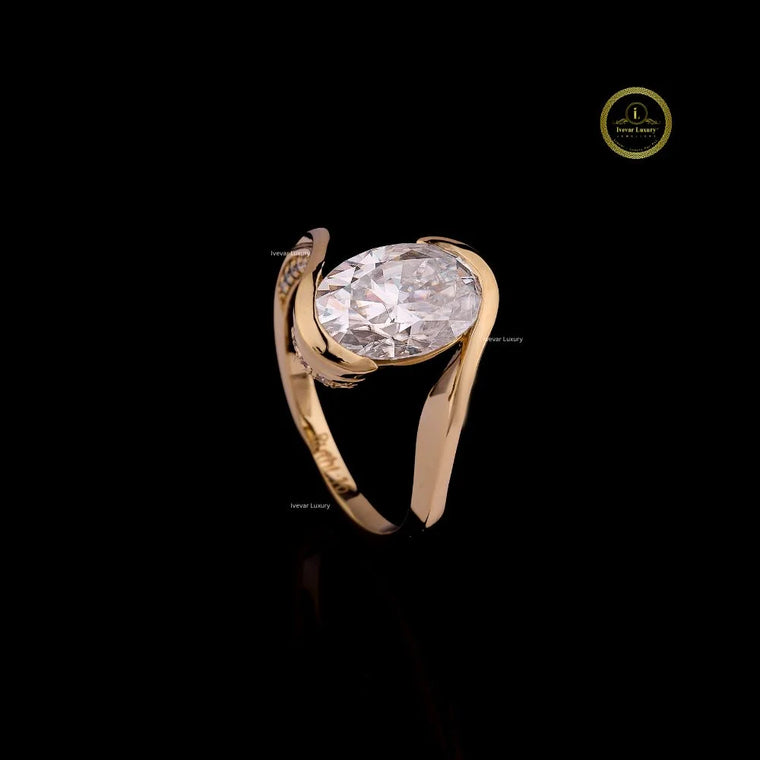 Oval Cut Moissanite Open Bypass Promise Ring - view 2