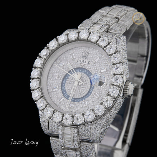 Full Iced Out Moissanite Diamond Watch with Baguette Dial by Ivevar