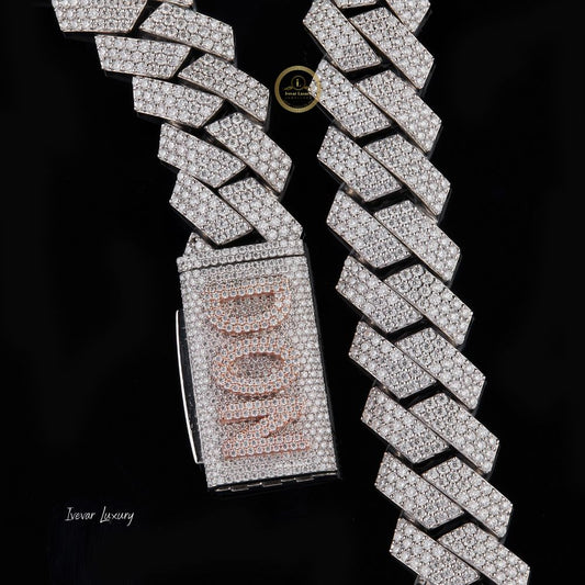 Ivevar Moissanite Cuban Chain – Men’s Luxury Custom Logo Diamond Necklace