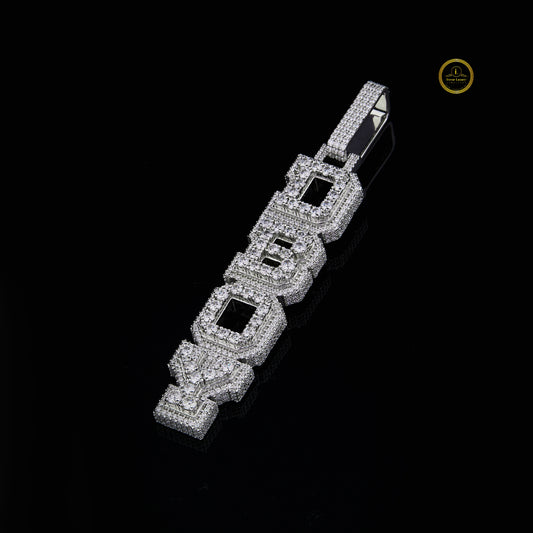 Custom Vertical "DBOY" VVS Clarity Nameplate Pendant - view 2