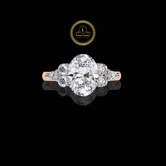 Romantic Oval Cut Lab Grown Diamond Ring Perfect Women’s Engagement Band in Solid Gold