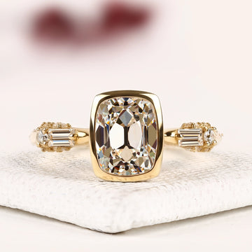 Bezel Set Rose Cushion Cut Lab Grown Diamond Ring For Her