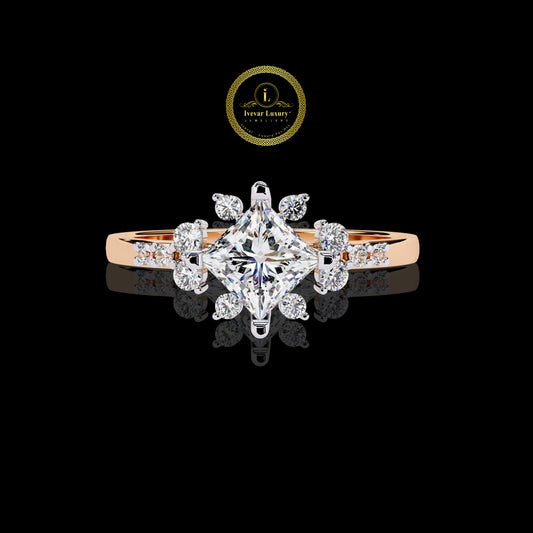 Luxury Princess Cut Lab Grown Diamond Band Stunning Solitaire Ring for Brides by Ivevar