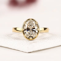 Oval Cut Moissanite Diamond Solitaire Engagement Ring
