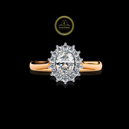 Moonlight Serenity Halo Lab Diamond Ring Luxurious Silver