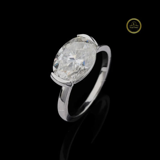 East West Oval Semi Bezel Ring - view 2