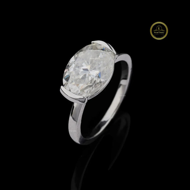 East West Oval Semi Bezel Ring - view 2
