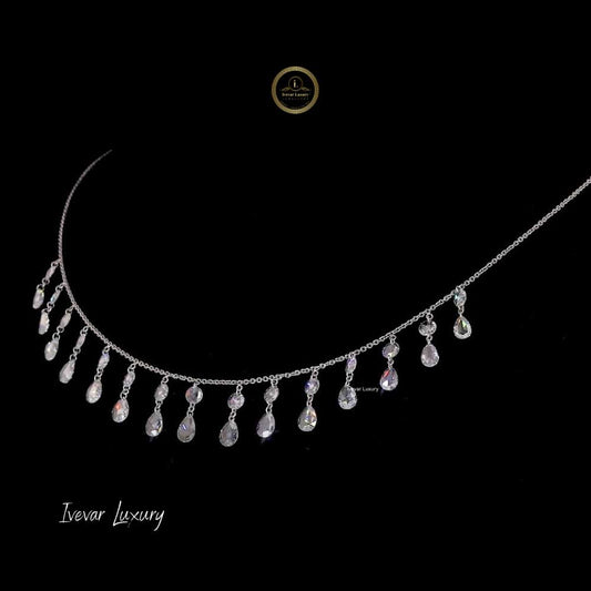 Bridal Rose Cut Natural Diamond Halo Necklace Wedding Jewelry Ivevar