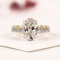 Pave Setting Oval Cut Hidden Halo Moissanite Diamond Bridal Set