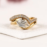Dutch Marquise Cut Lab Grown Diamond Engagement Ring with Bypass Pave Band