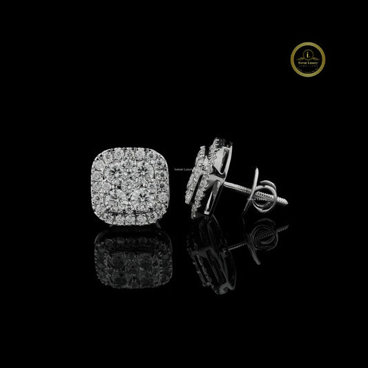 Elegant 2.00 TCW Round Cut Lab Grown Diamond Cluster Stud Earrings in White Gold By Ivevar